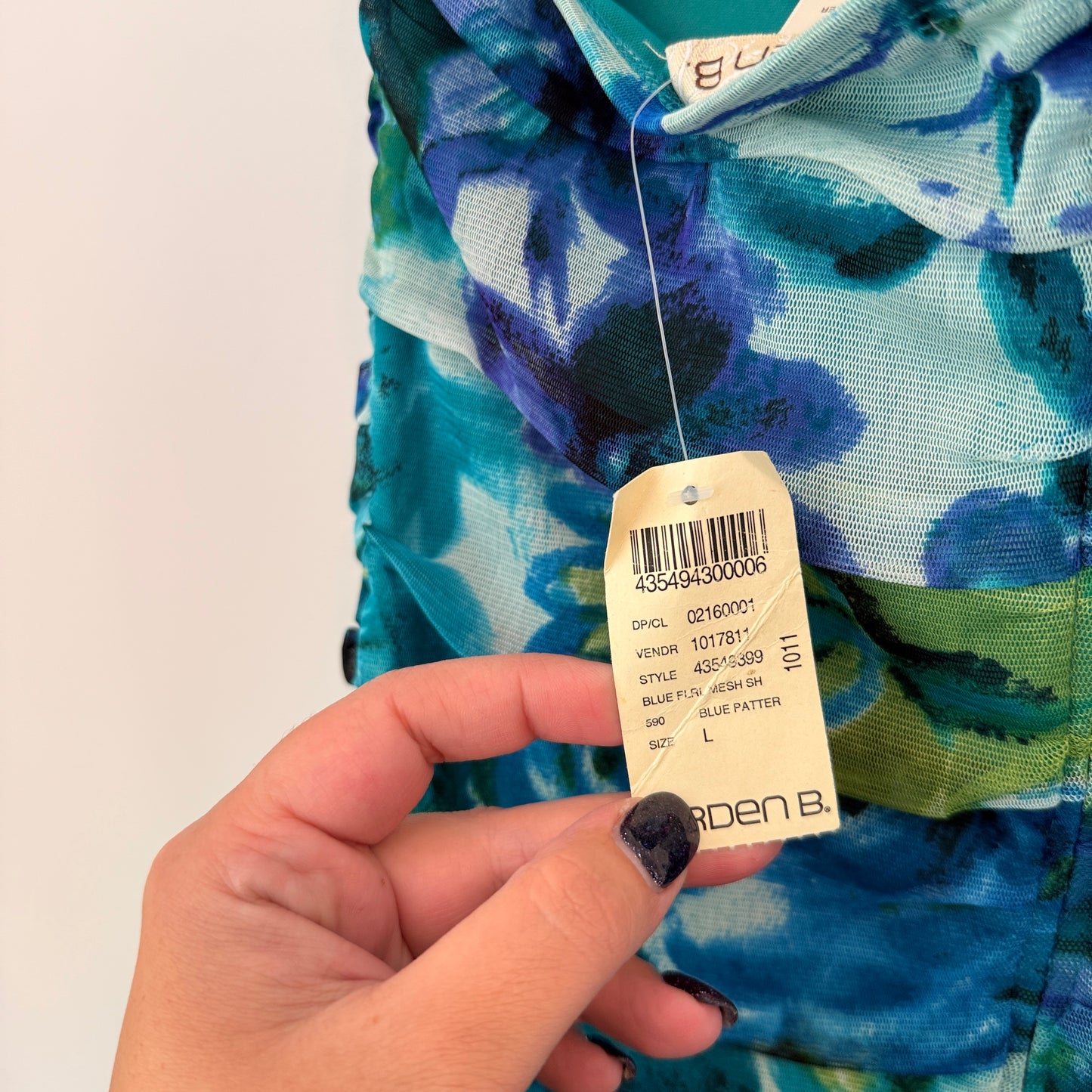 Arden B Blue Floral Strapless Dress Size L