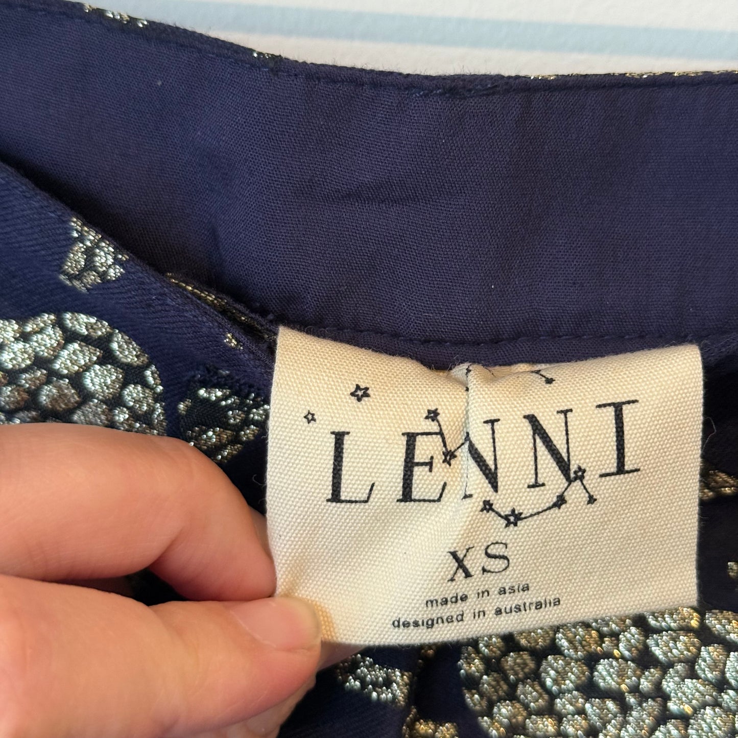 Lenni size xs wildcat metallic pants - dark navy - trousers bottom womenâs apparel