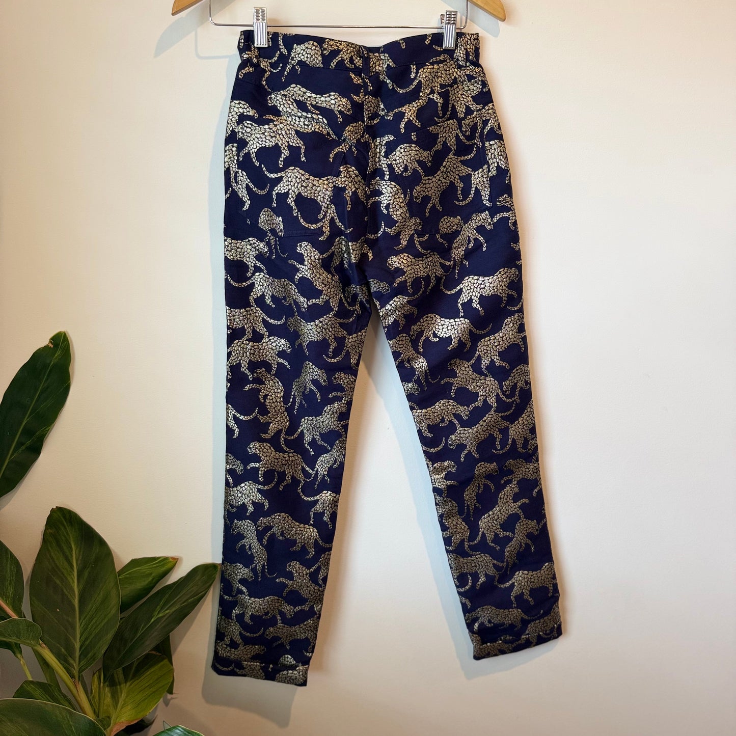 Lenni size xs wildcat metallic pants - dark navy - trousers bottom womenâs apparel