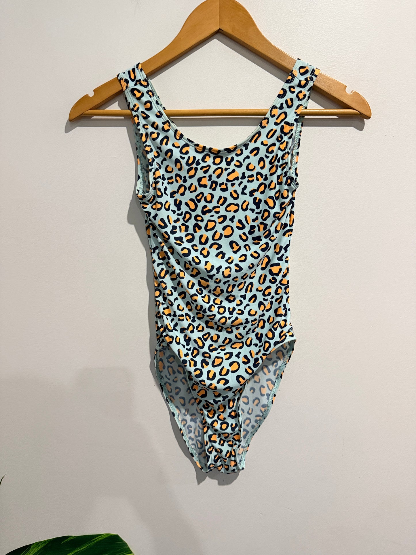 Clothing & Co Girls Size 10 Leopard Print Scoop Neck Swimsuit