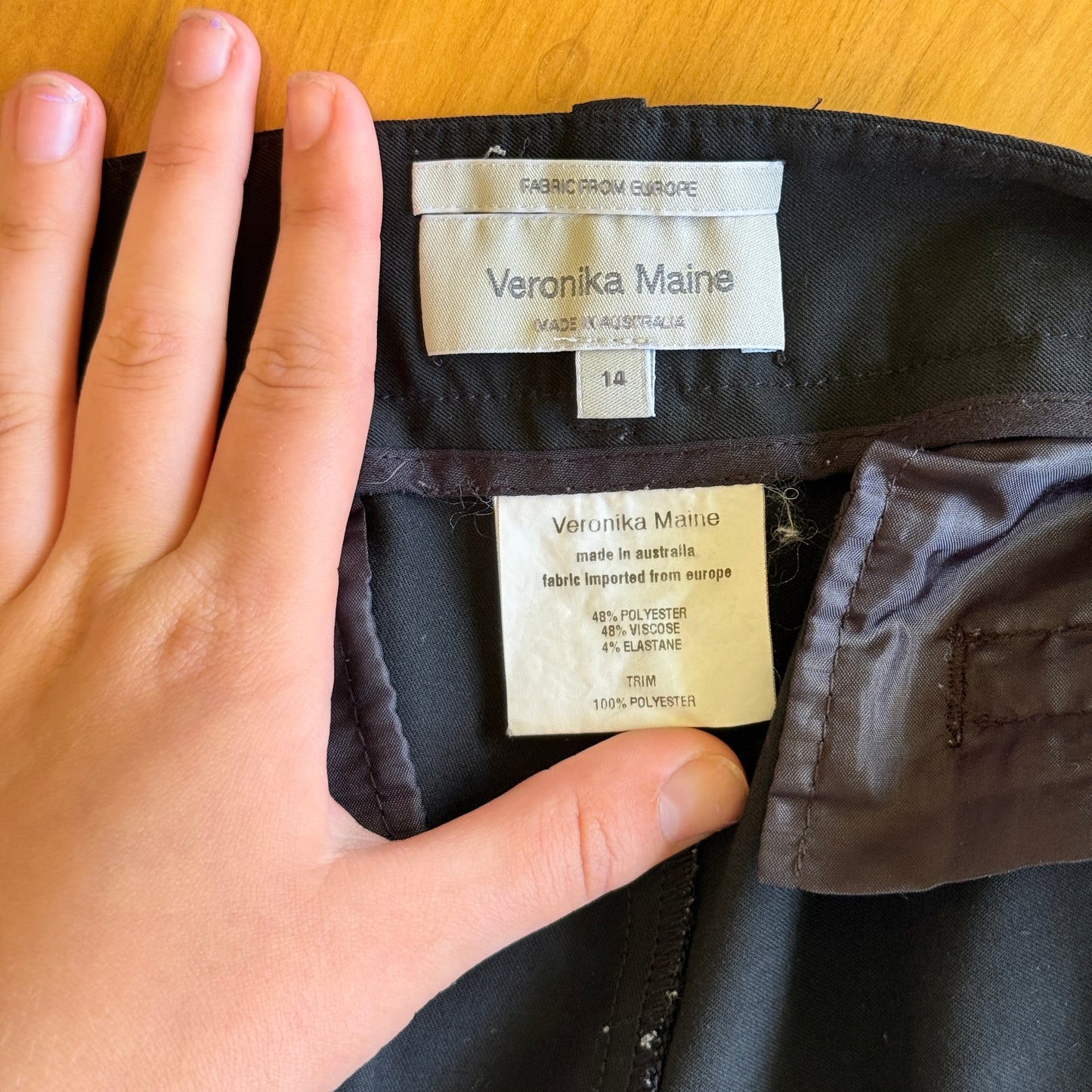 Veronika Maine Size 14 Black Wide-Leg Trousers