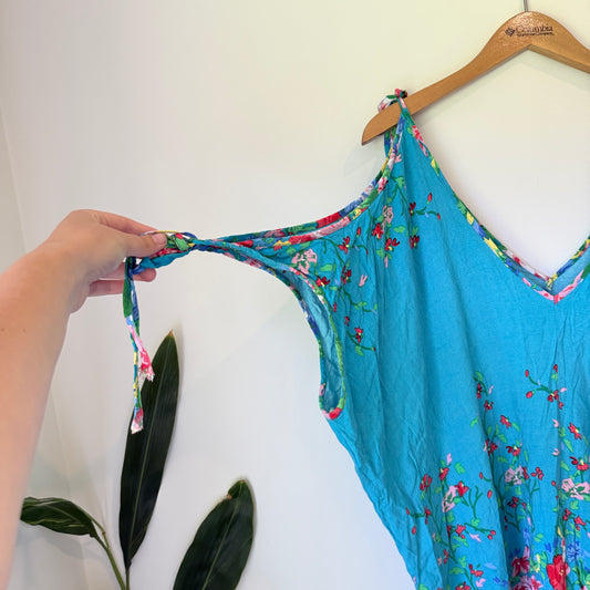 Unbranded One Size (U/Arm 81cm) Cold Shoulder Blue Floral Tunic