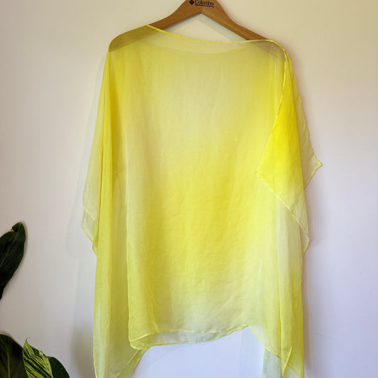 Brand Unknown One Size Yellow Sheer Poncho-Style Top