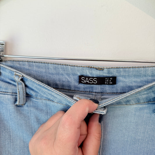 Sass Size 10 Midi Button Denim Skirt