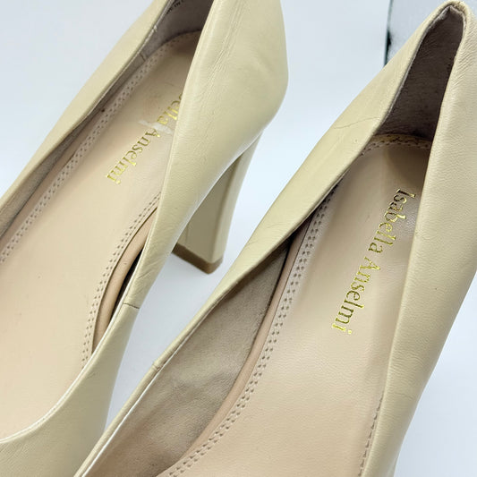 Isabella Anselmi Nude Leather Block Heel Pumps Size 40