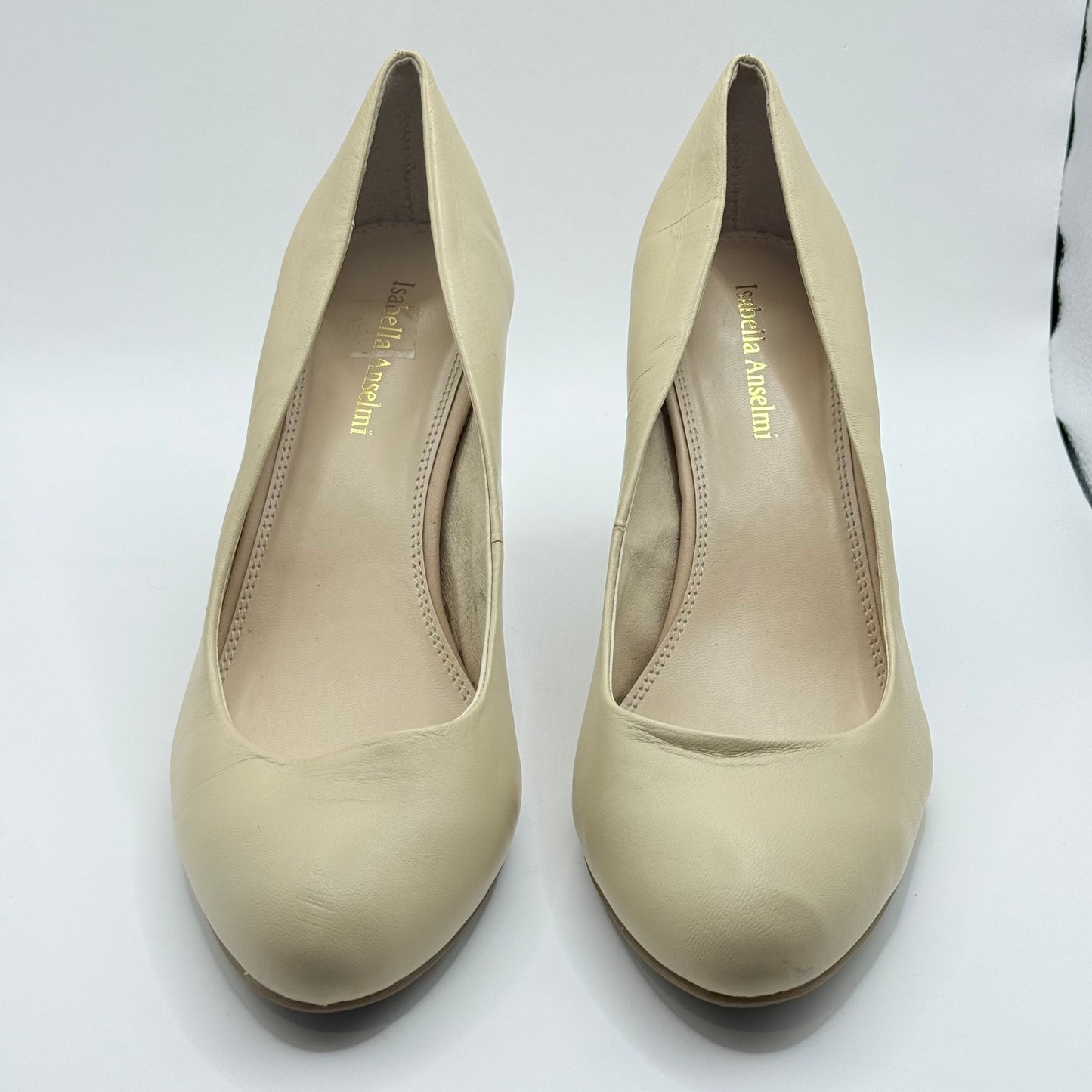 Isabella Anselmi Nude Leather Block Heel Pumps Size 40