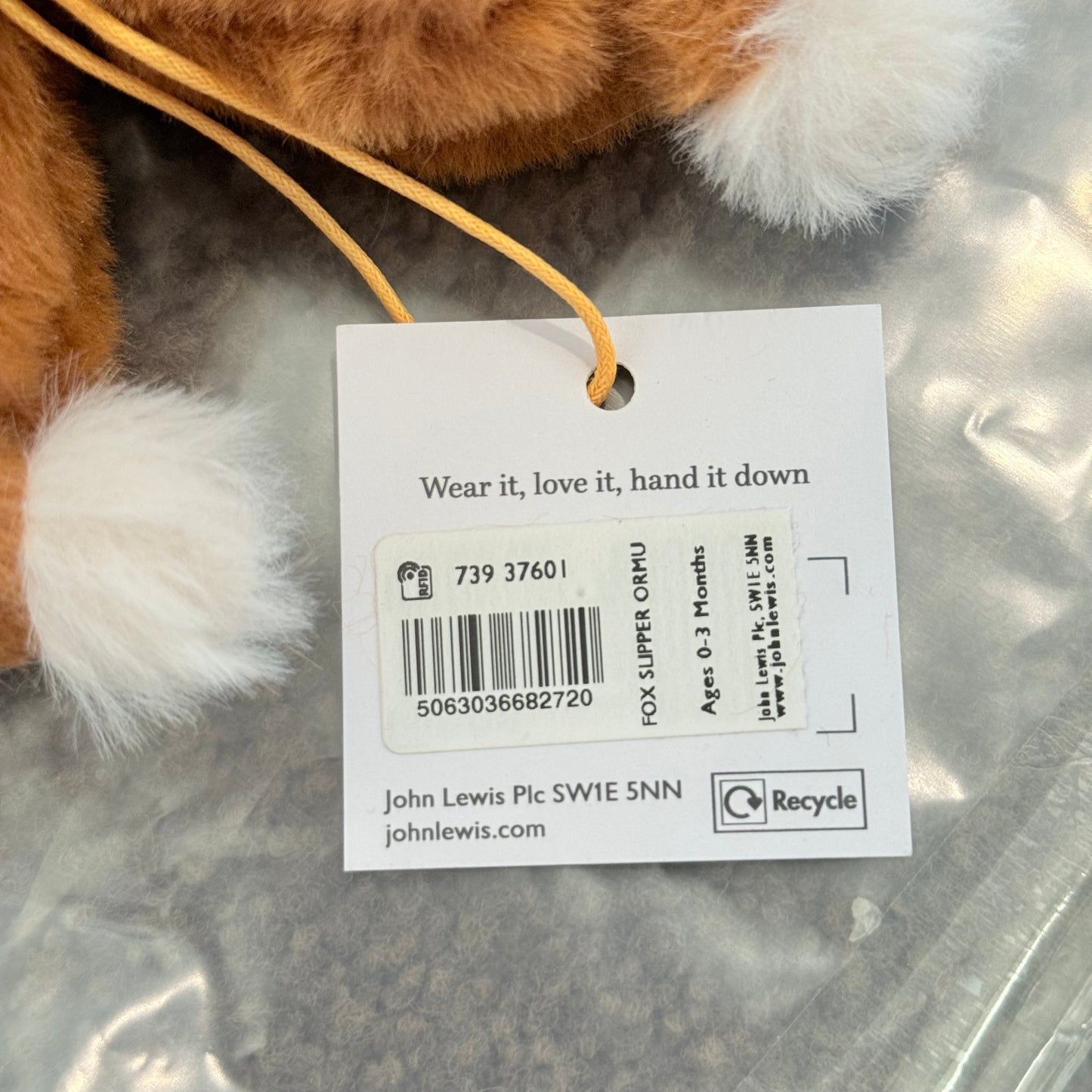 John lewis baby fluffy fox slippers – orange 0–3 months - baby & toddler boots shoes children’s apparel