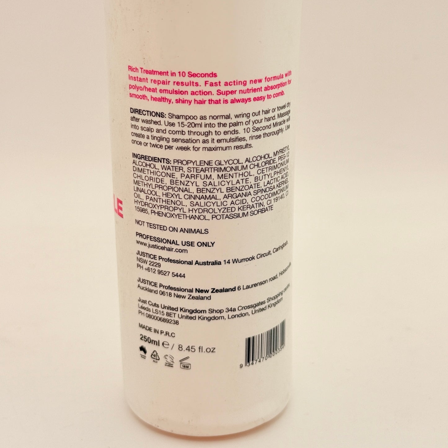 Justice Professional 10 Second Hair Miracle (250ml)