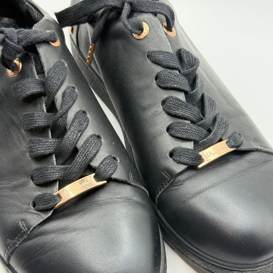 Kathryn Wilson Black Leather & Rose Gold Studded Sneakers - Size 39