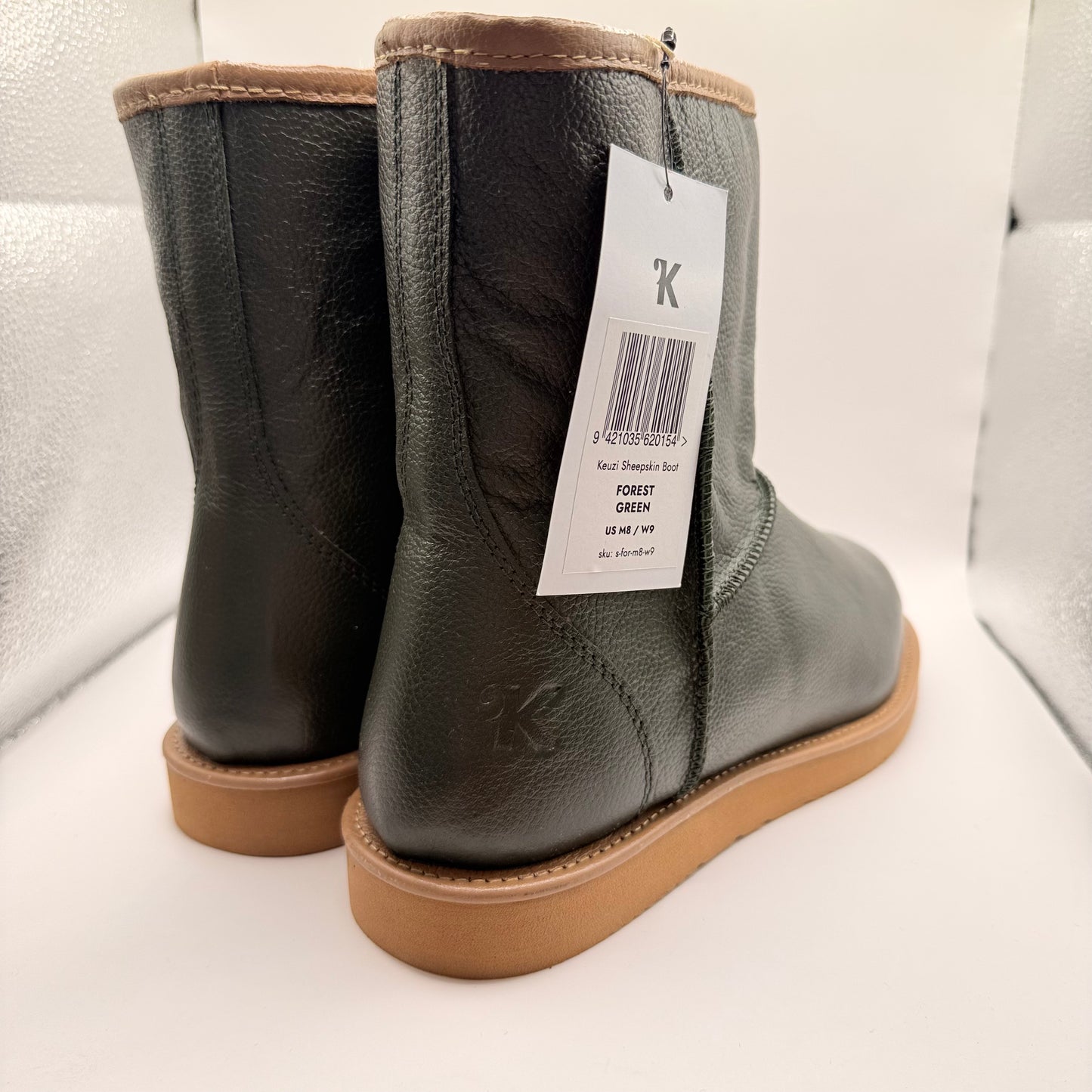 Keuzi Leather Sheepskin Boots Forest Green US M8 W9