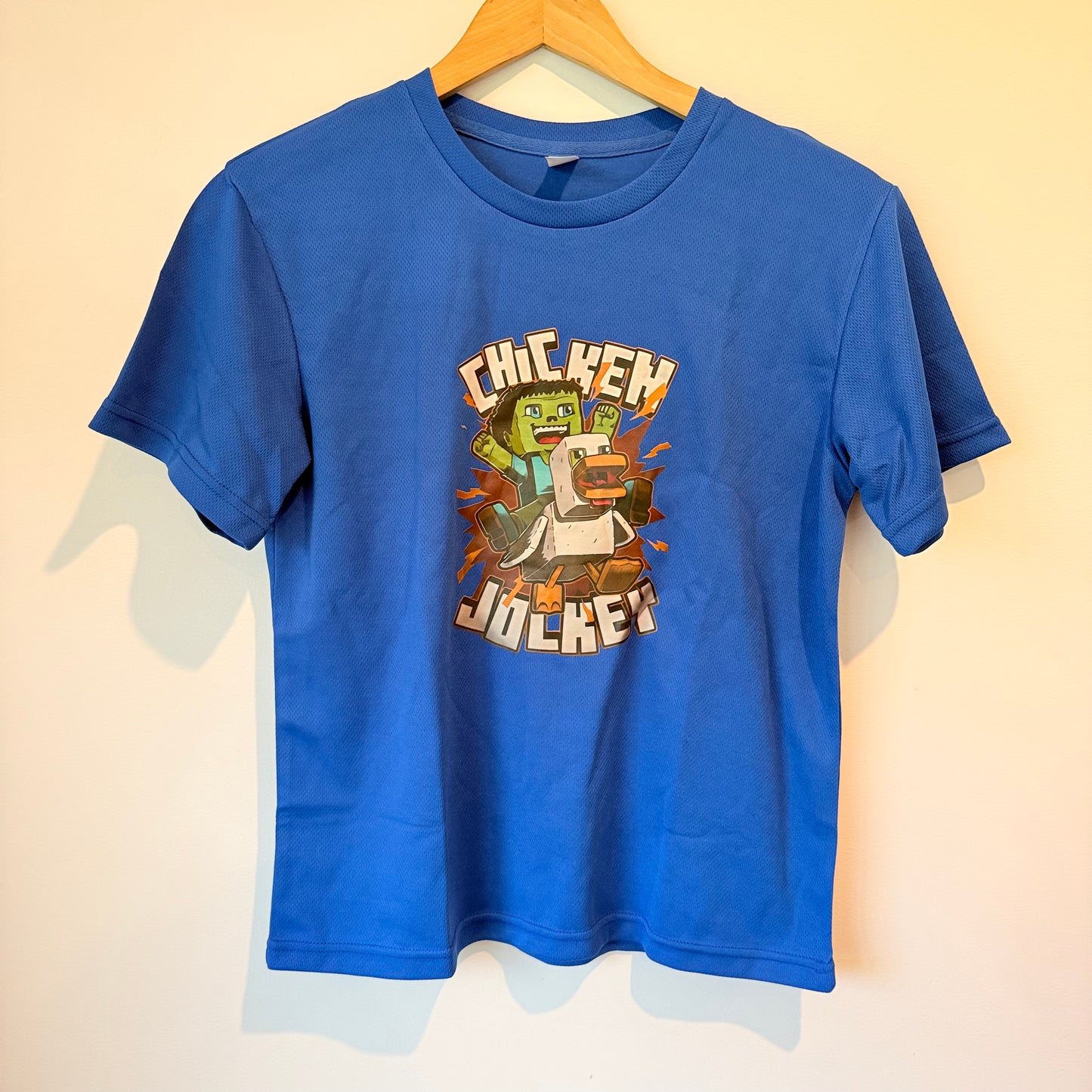 Kid's Blue Minecraft Chicken Jockey Graphic T-Shirt - Size 9-10y