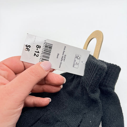 Kids Waffle Touchscreen Gloves Black Size 8-12