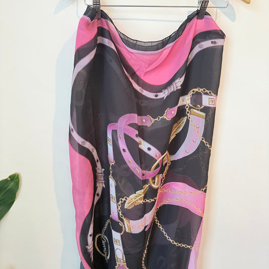 Kim mcqueen curve printed pareo – black and pink - scarves & shawls accessories women’s apparel