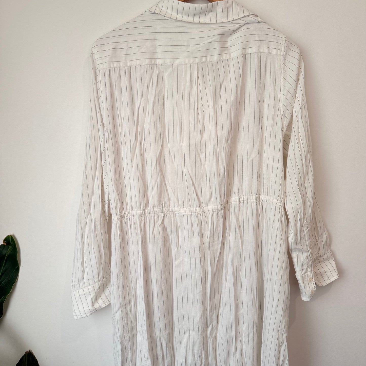 Laing (NZ) Size S White Pinstripe Longline Shirt Dress