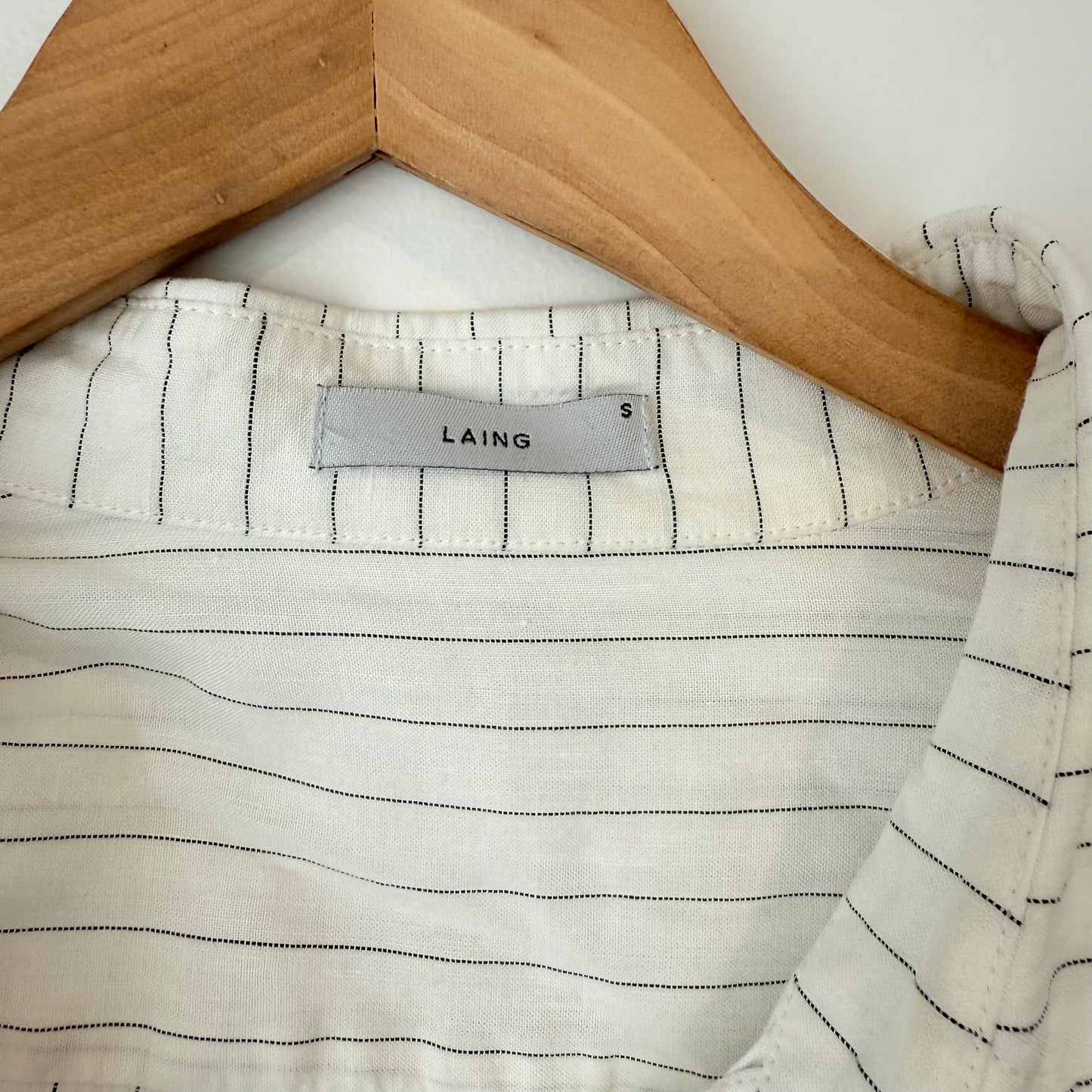 Laing (NZ) Size S White Pinstripe Longline Shirt Dress