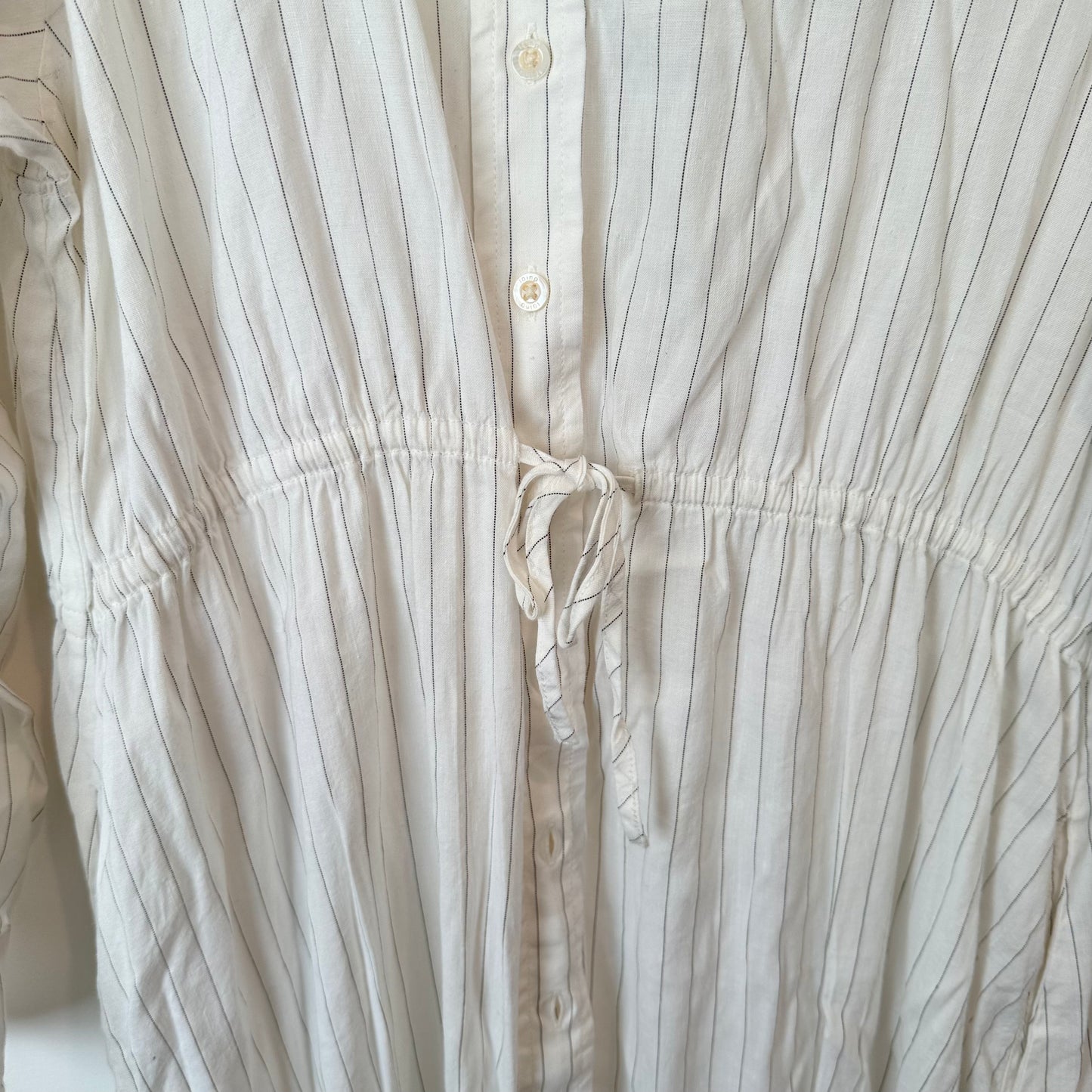 Laing (NZ) Size S White Pinstripe Longline Shirt Dress