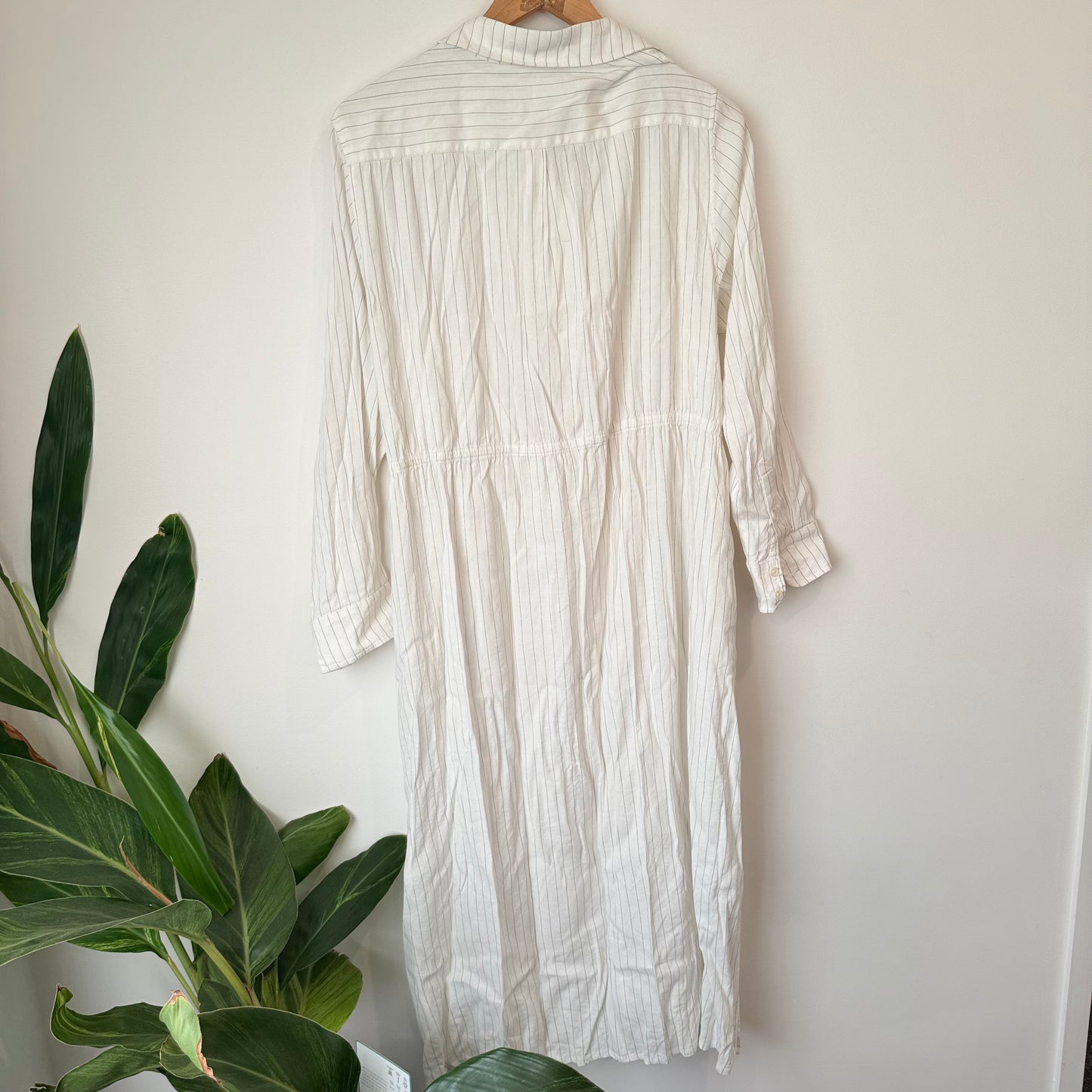 Laing (NZ) Size S White Pinstripe Longline Shirt Dress