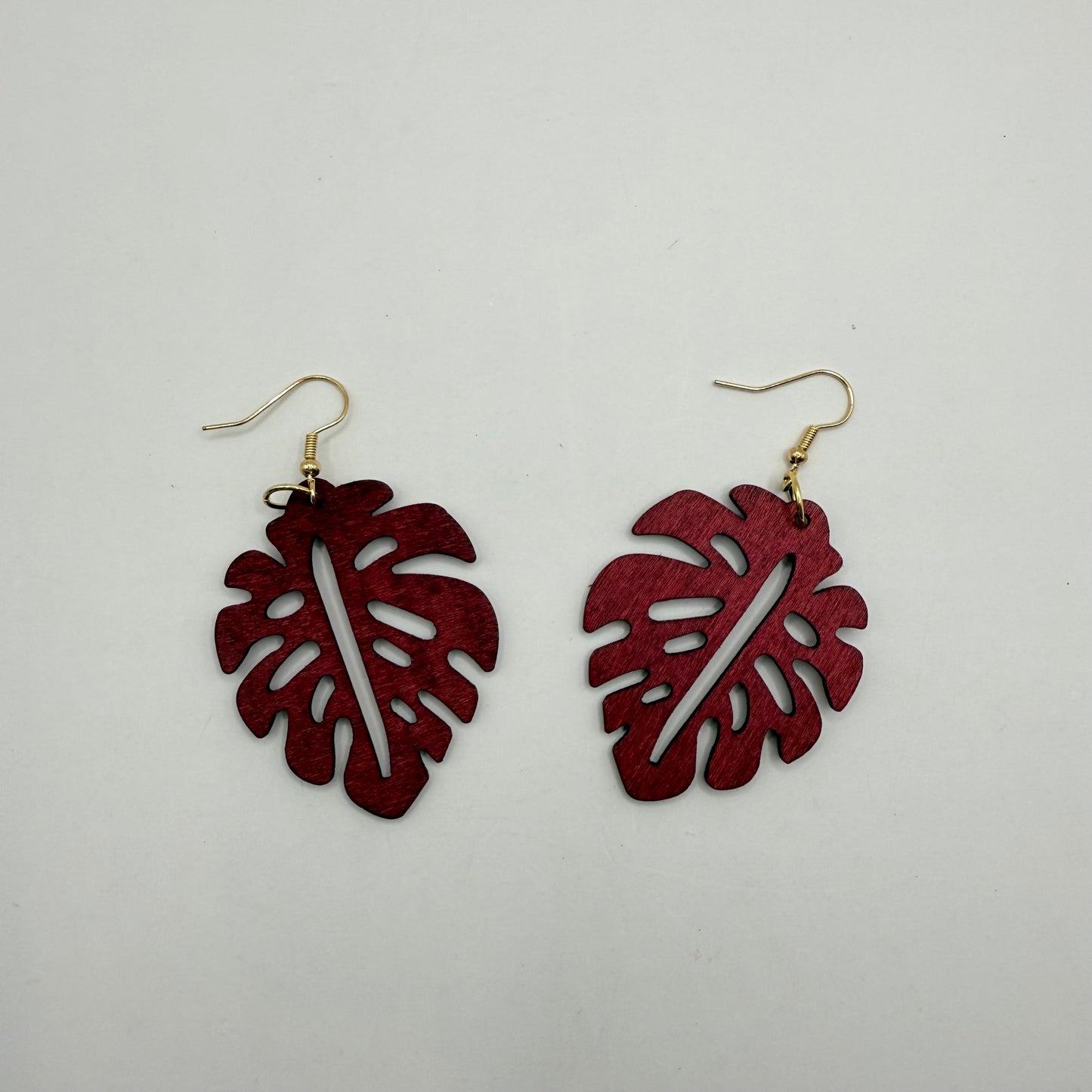 Laser-Cut Monstera Leaf Earrings