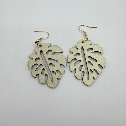 Laser-Cut Monstera Leaf Earrings