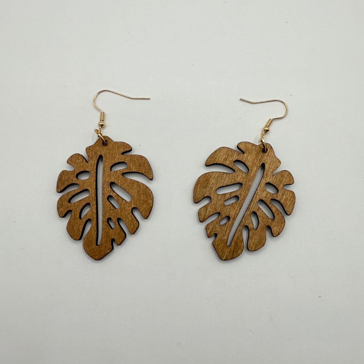 Laser-Cut Monstera Leaf Earrings