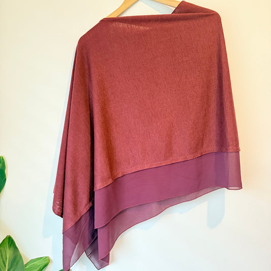 Layered Burgundy Poncho (One Size)