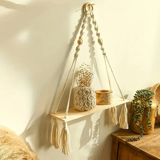 Macrame Boho Floating Shelf