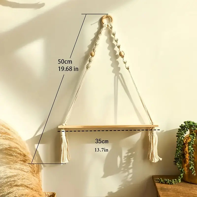 Macrame Boho Floating Shelf