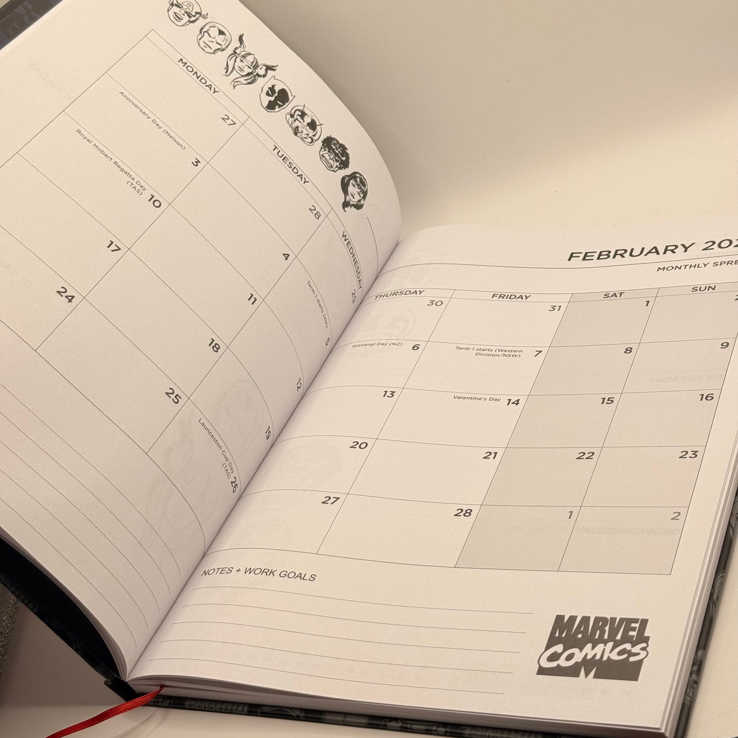Marvel 2025 Diary – Illustrated Comic Character Pages
