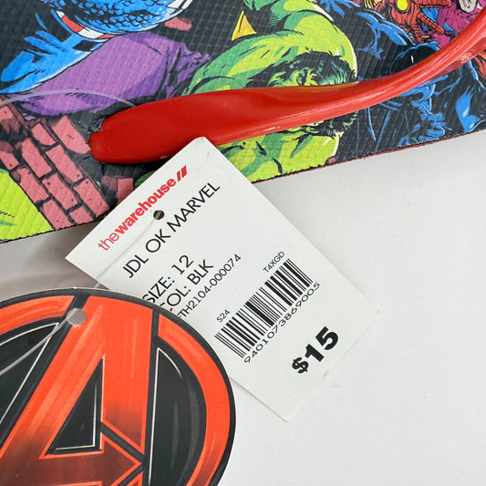 Marvel avengers superhero kids’ flip flops – black & red size 12 - sandals shoes children’s apparel