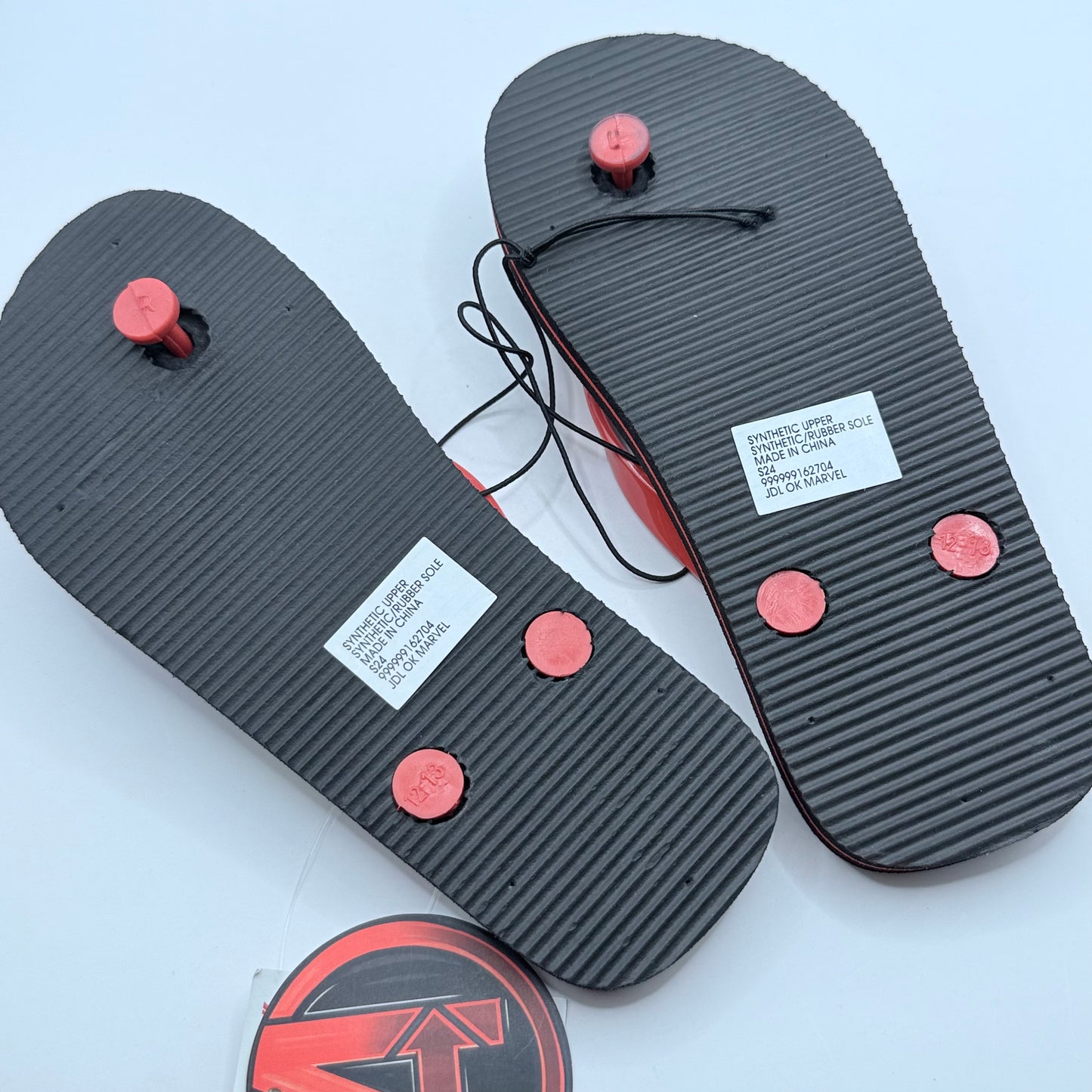 Marvel avengers superhero kids’ flip flops – black & red size 12 - sandals shoes children’s apparel