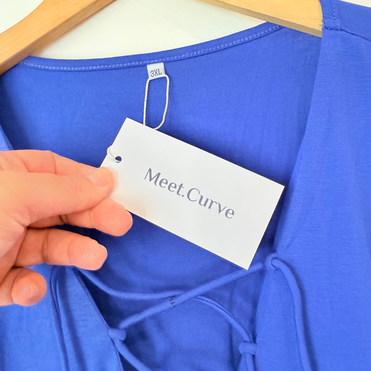 Meet.curve size 3xl women’s cobalt blue lace-up sleeveless tunic - dresses top women’s apparel