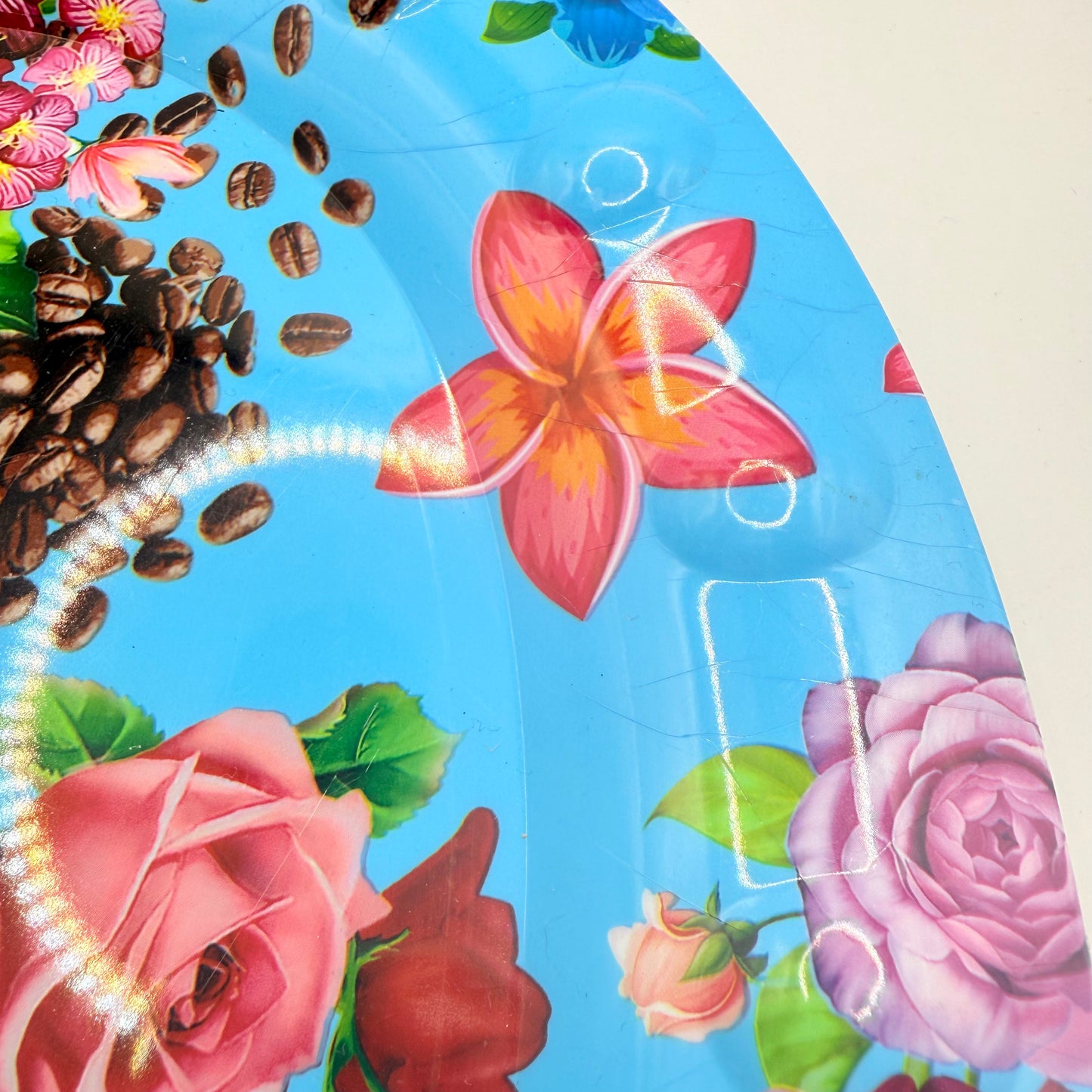 Plastic Oval Serving Tray with Floral Design