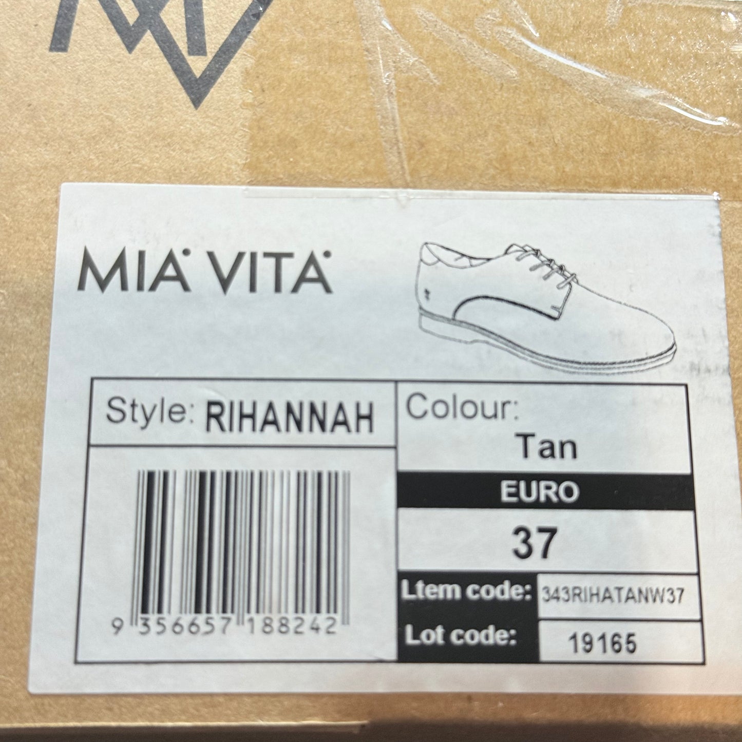 Mia Vita Rihannah Leather Lace-Up Shoes - Tan - Size 37