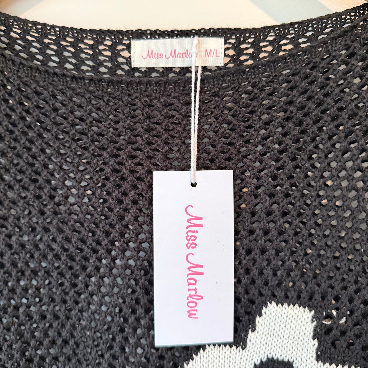 Miss Marlow Daisy Crochet Knit Sweater M/L