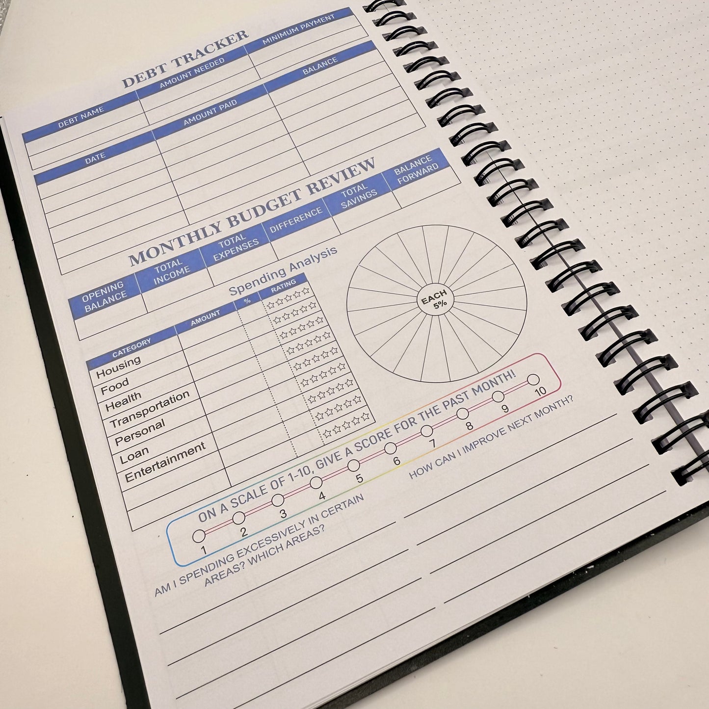 Monthly Financial Budget Planner & Debt Tracker Notebook