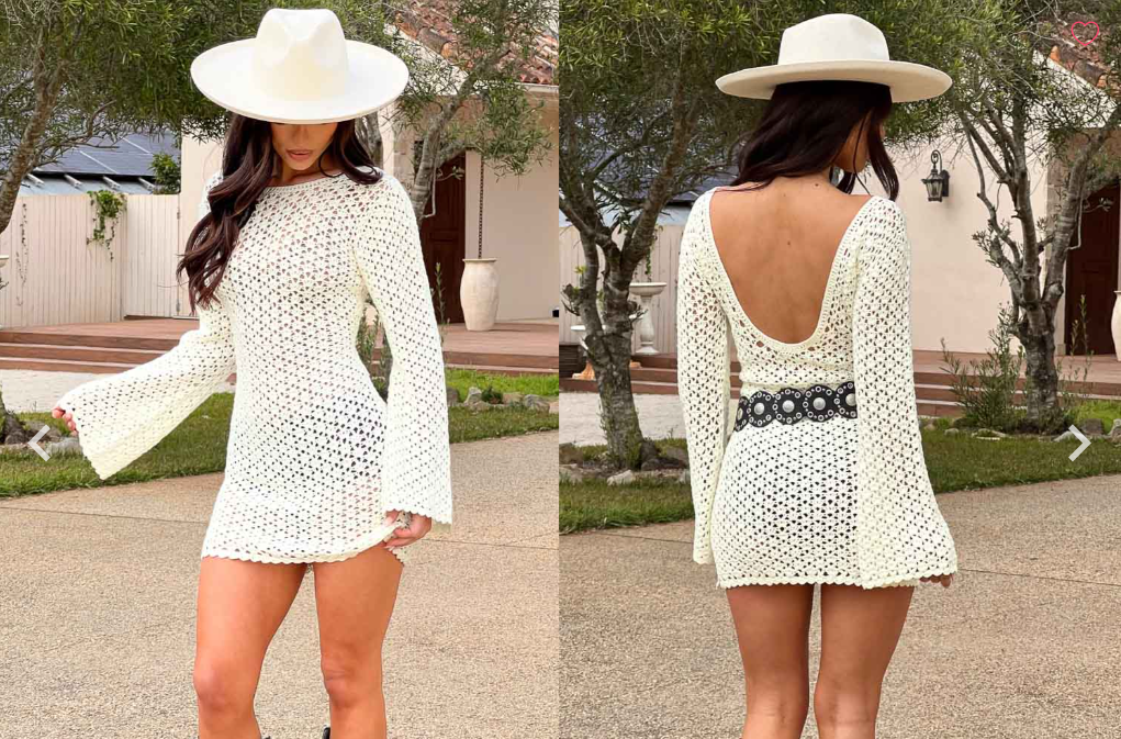 New beginnings anthem white crochet long sleeve mini dress - size 12 - dresses top women’s apparel