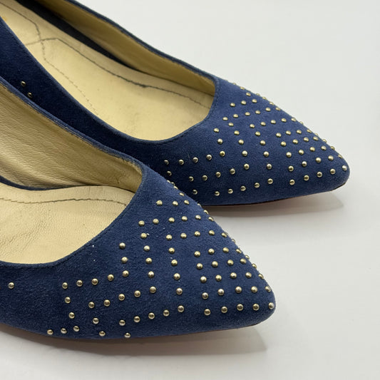 Nicholas Kirkwood Blue Suede Studded Block Heels - Size 38