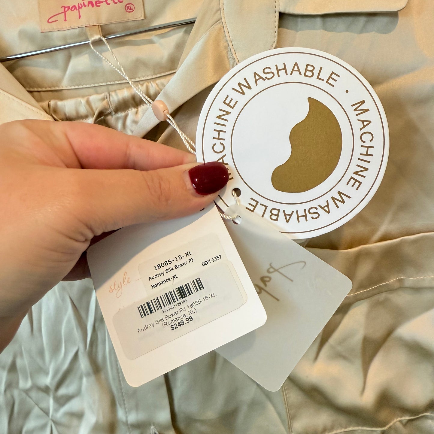 Papinelle Audrey 100% Silk Pajama Set — XL (Champagne)