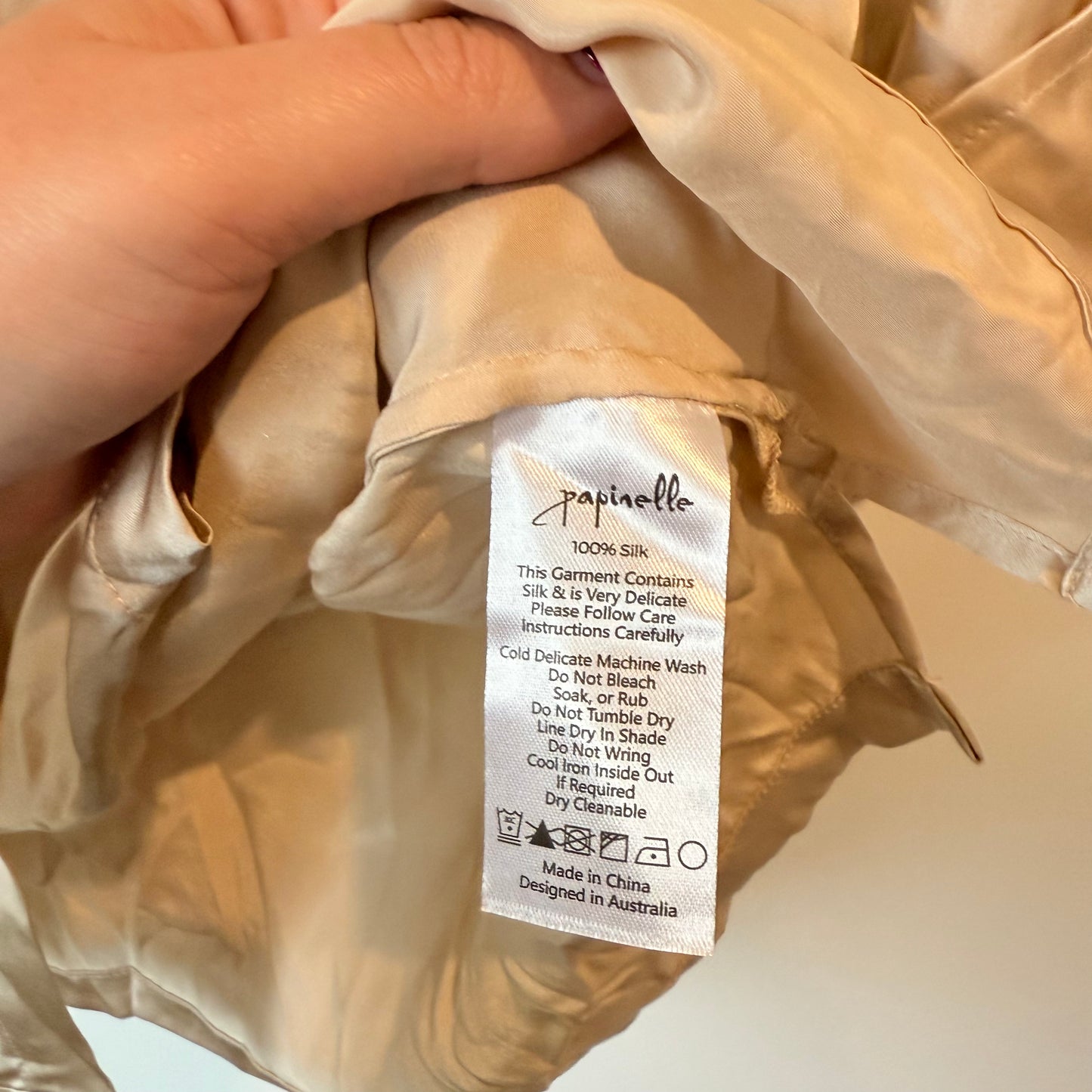 Papinelle Audrey 100% Silk Pajama Set — XL (Champagne)