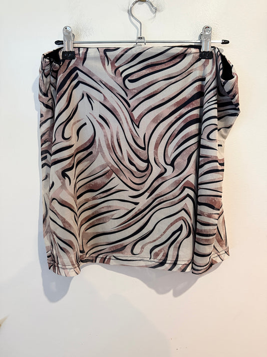 MIRROU Zebra Print Mesh Mini Skirt Size XL