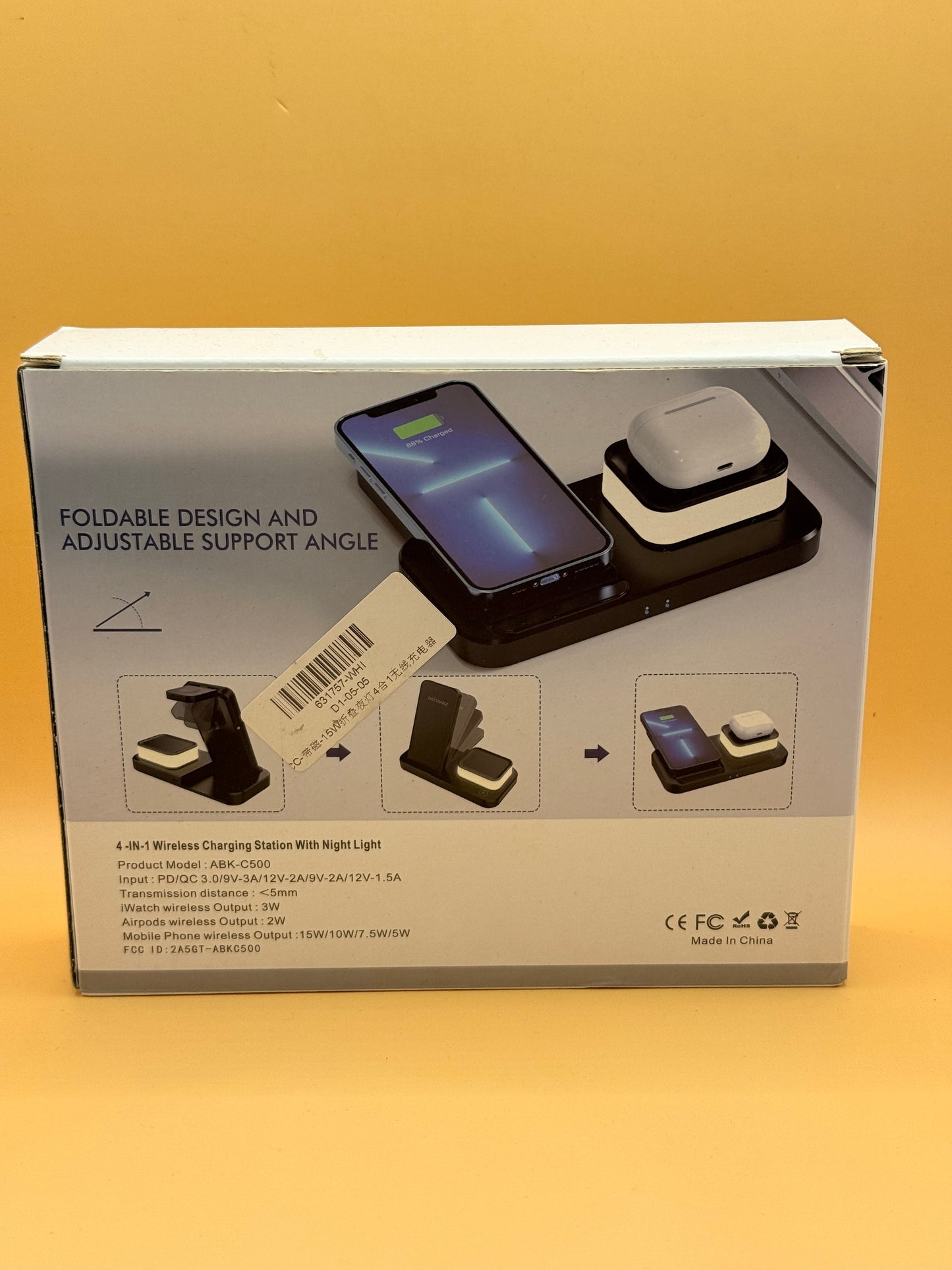 4-in-1 Foldable Wireless Charging Station with Night Light