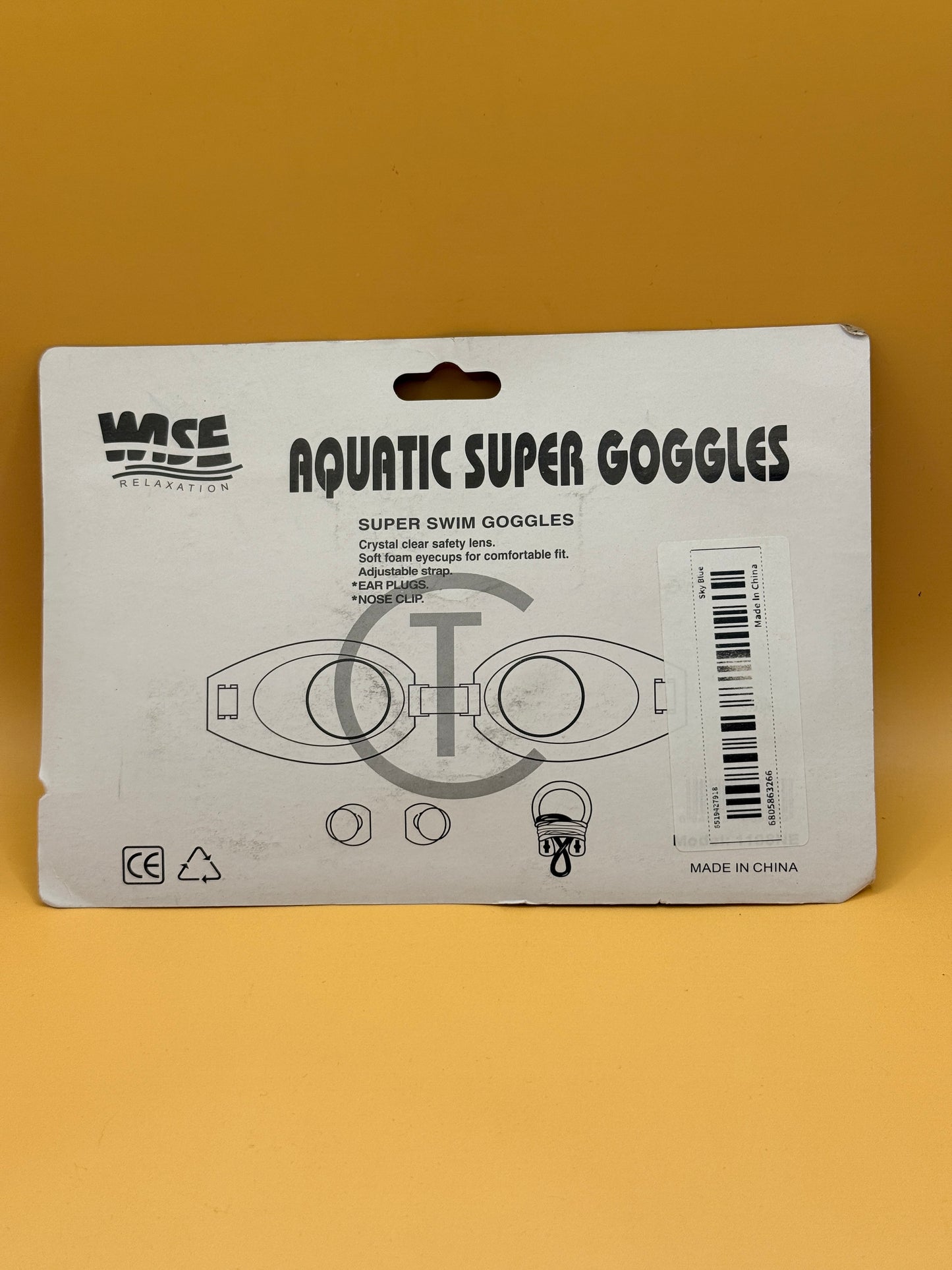 WSE Aquatic Super Goggles with Ear Plugs & Nose Clip - Blue and White