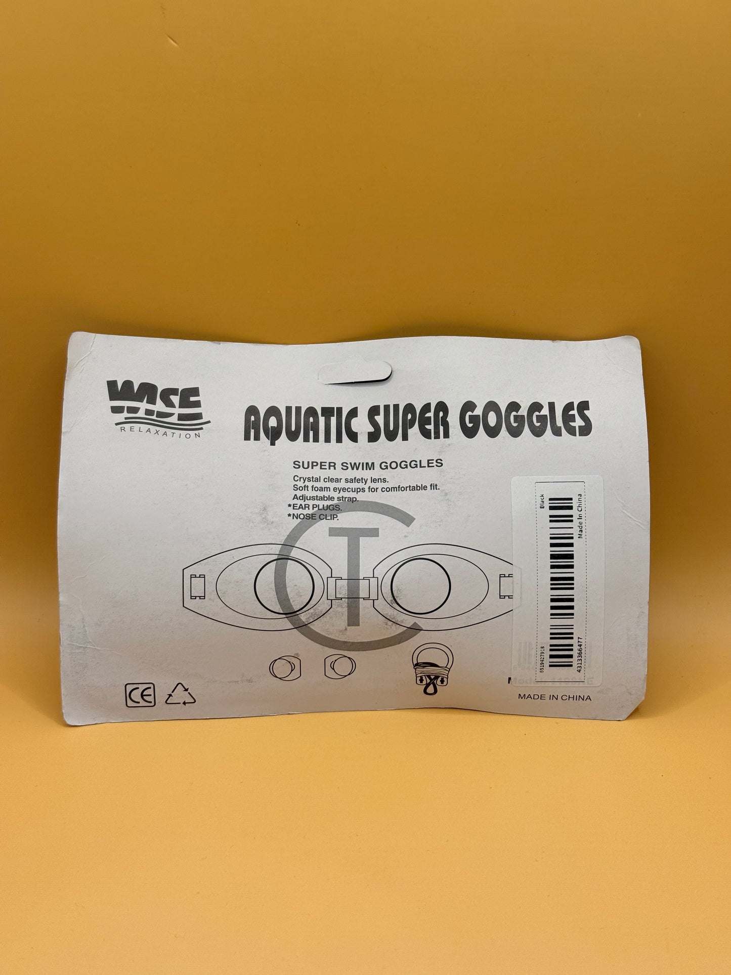 WSE Aquatic Super Goggles with Ear Plugs & Nose Clip – Black