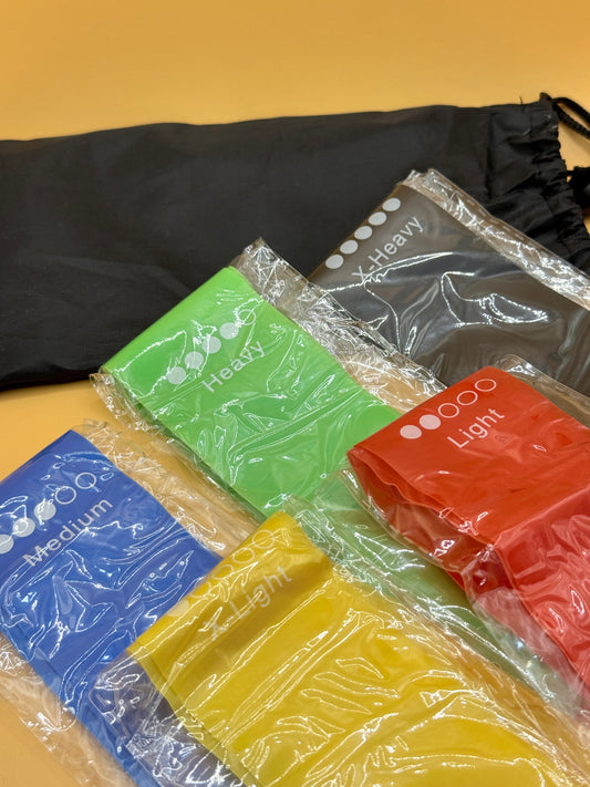 5-Piece Resistance Loop Bands Set with Carry Bag