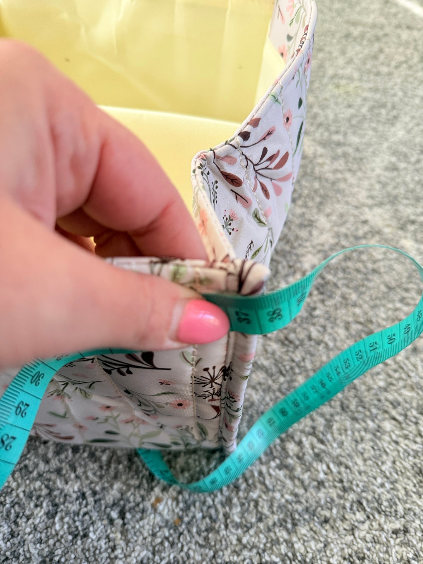 Quilted Floral Fabric Storage Caddy with Handles