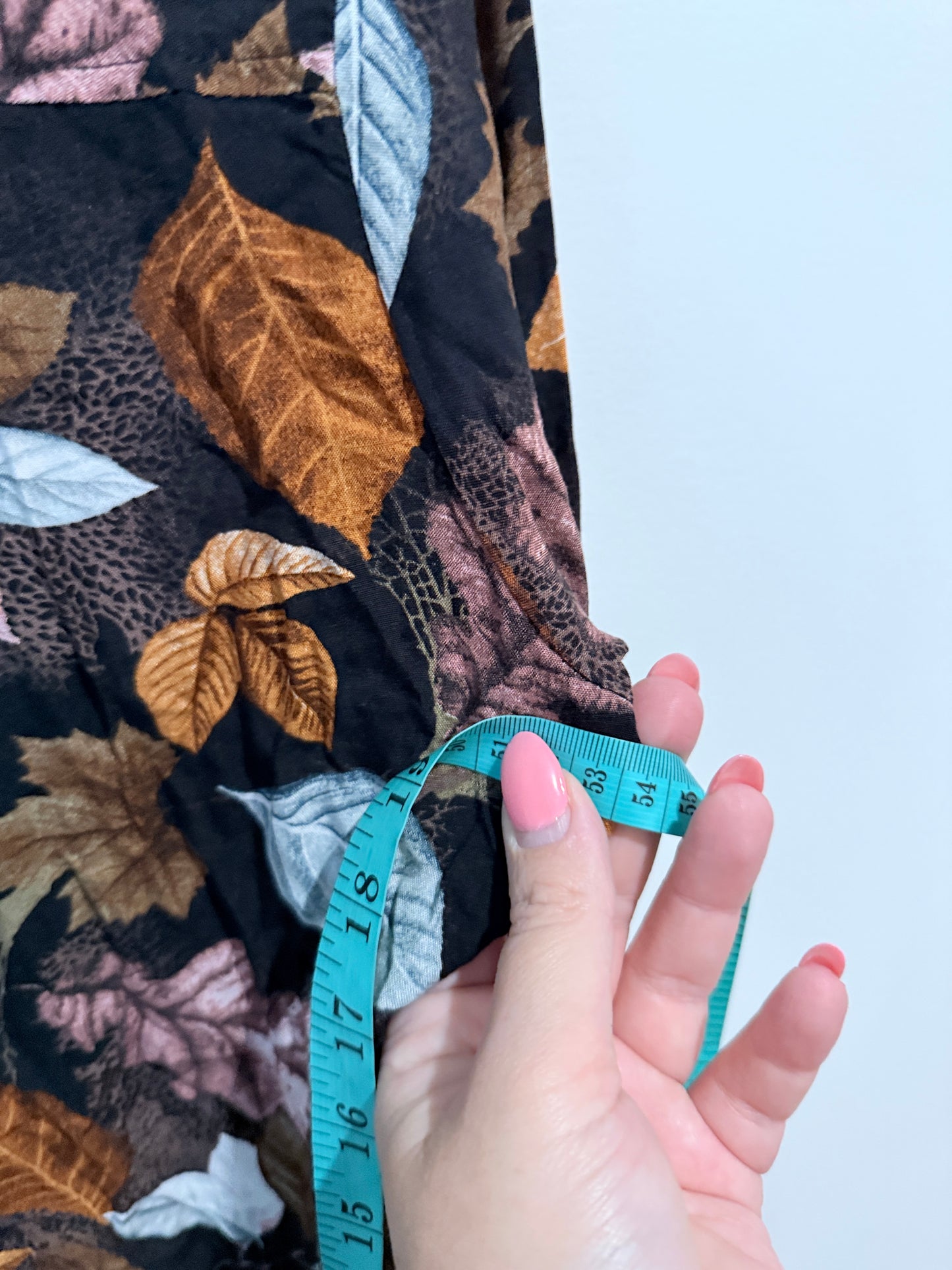 Autumn Leaf Print Longline Shirt Dress - 53cm u/arm