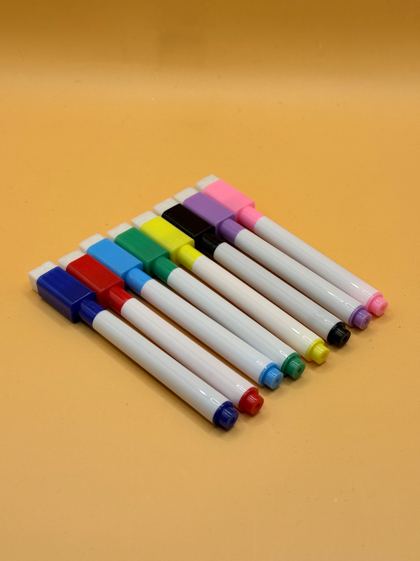 Set of 8 Assorted Dry Erase Marker Pens with Felt Erasers