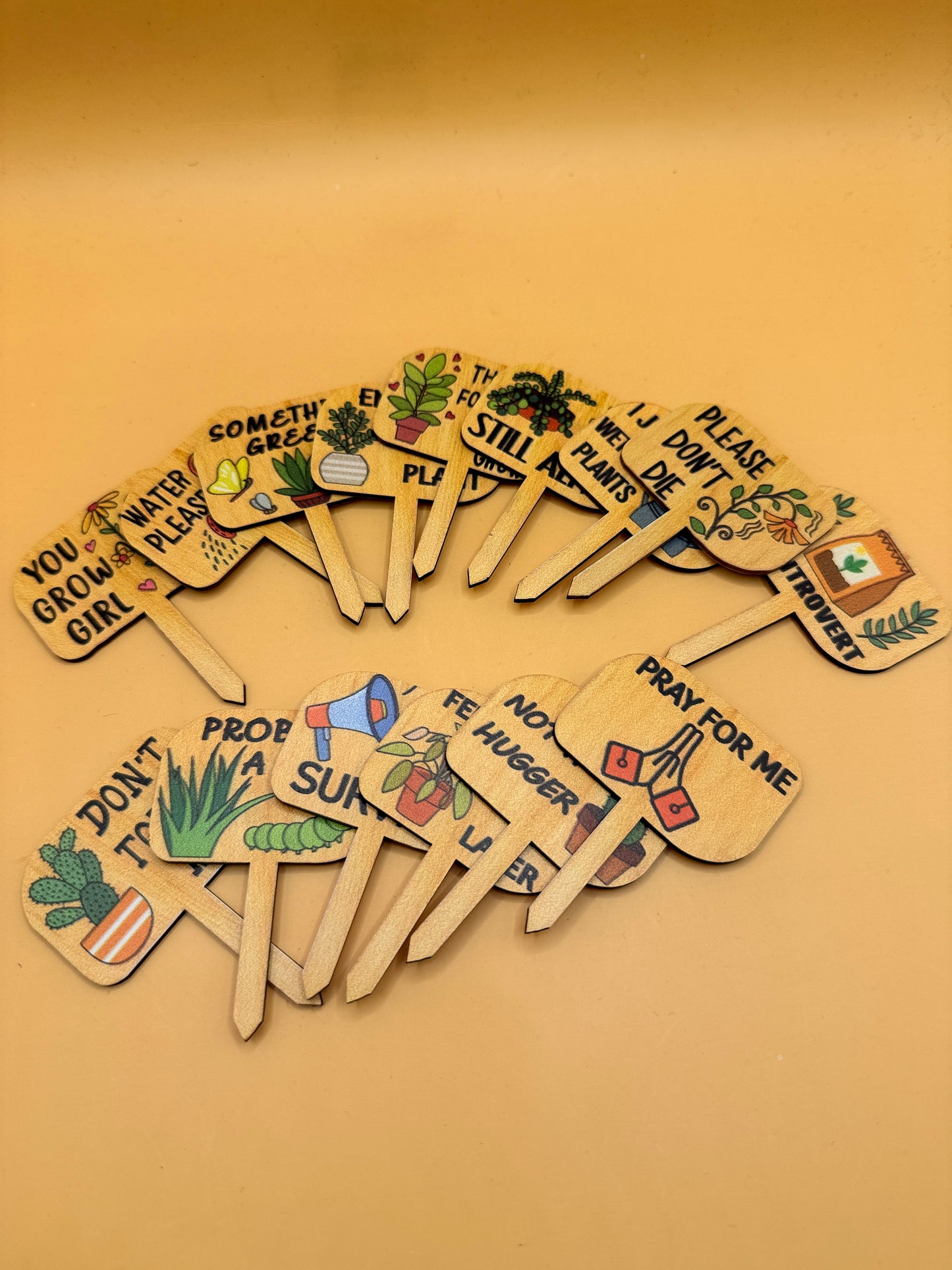 Funny Wooden Plant Marker Set