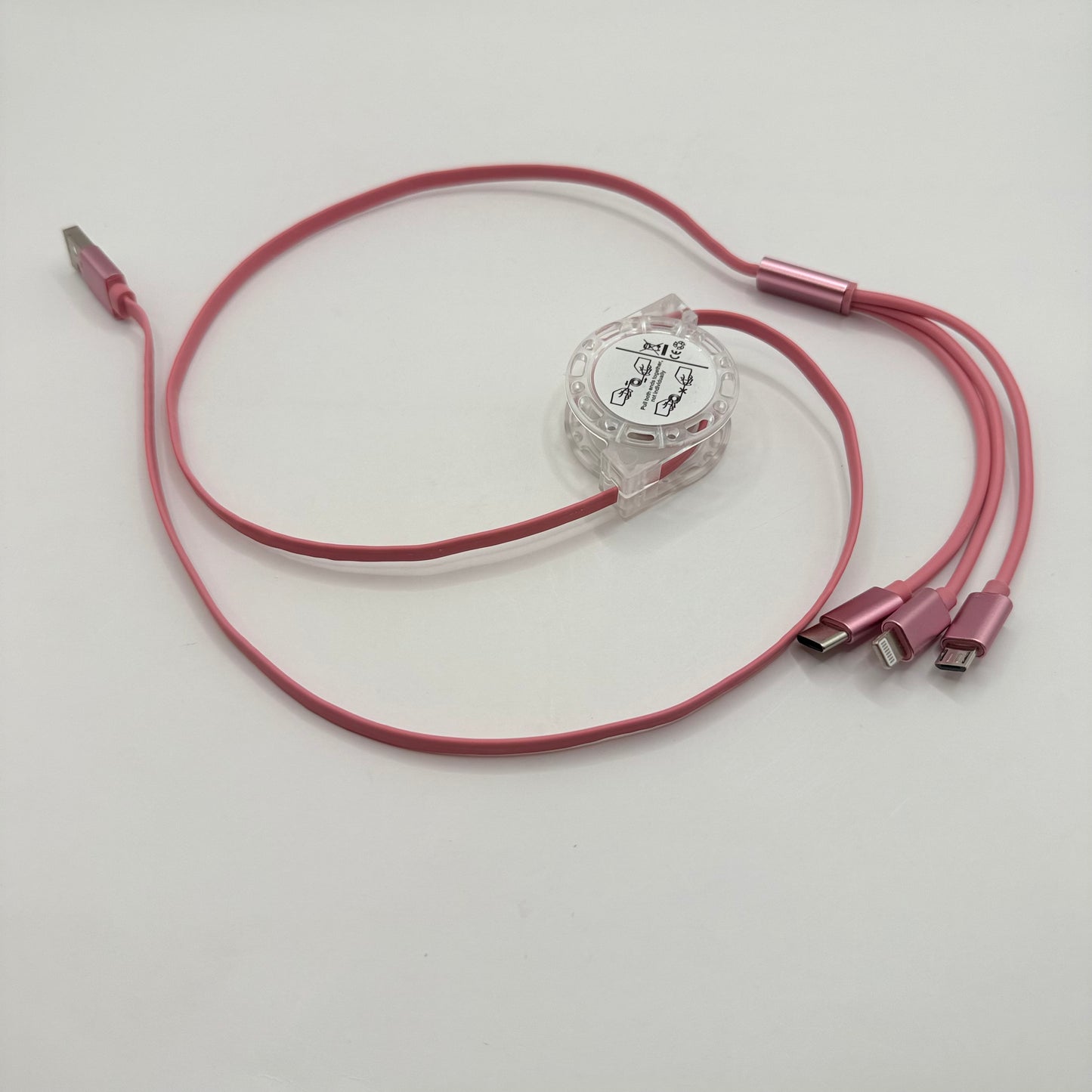 Pink 3-in-1 Retractable Charging Cable