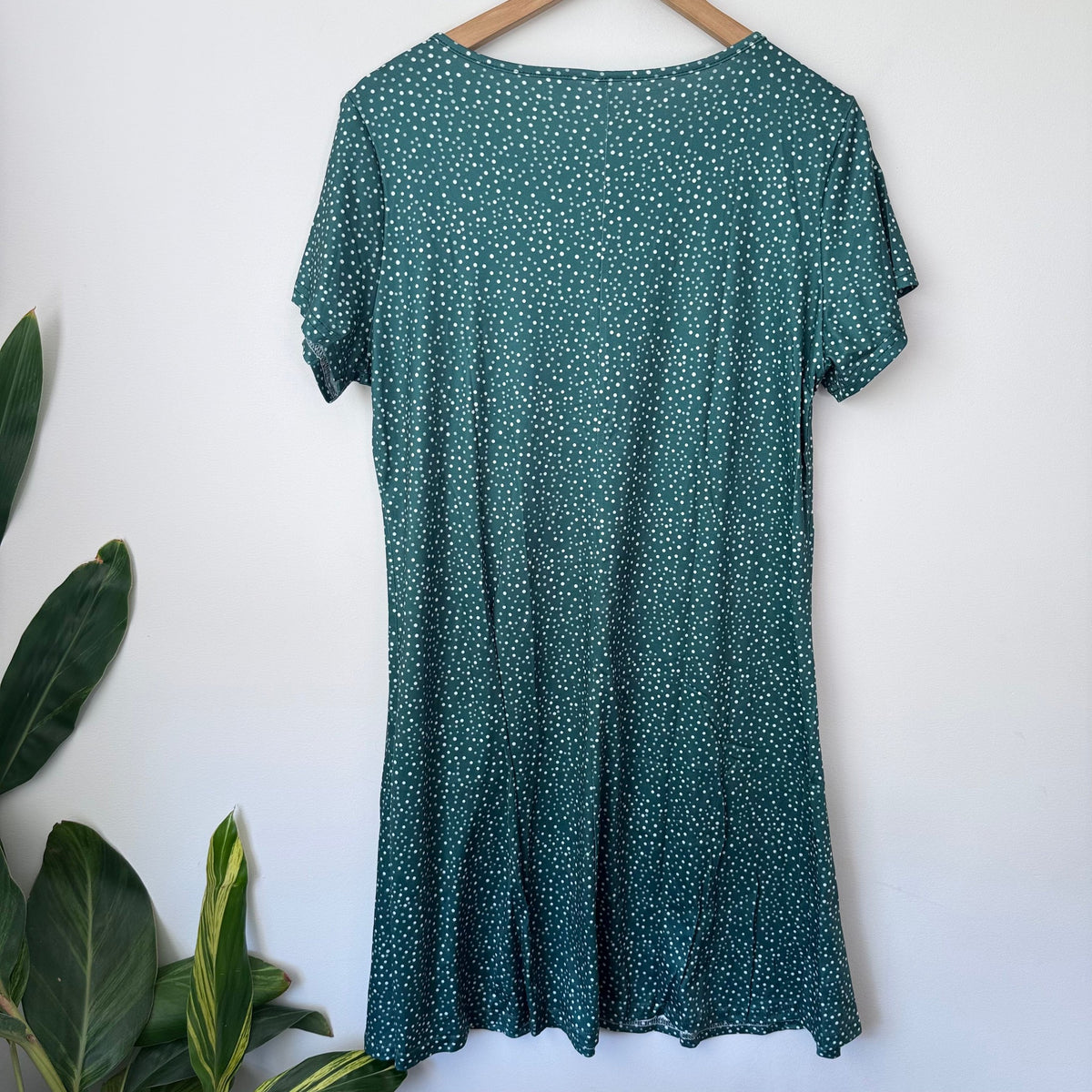 Polka Dot T-Shirt Dress Green - Size L